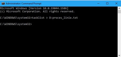 Comanda tasklist în command prompt