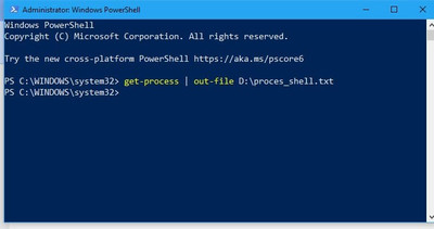 Comanda get-process în PowerShell