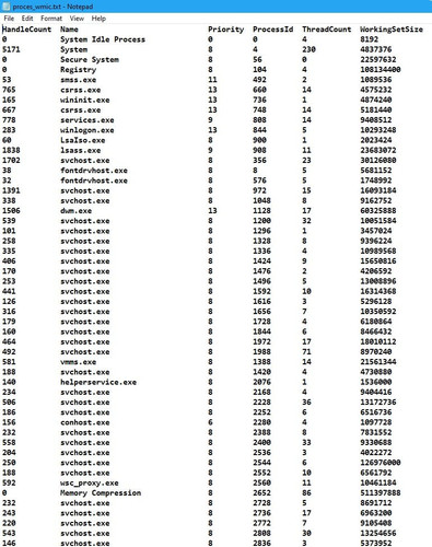 Lista wmic_output