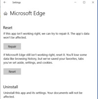 Repair, Resest MS Edge